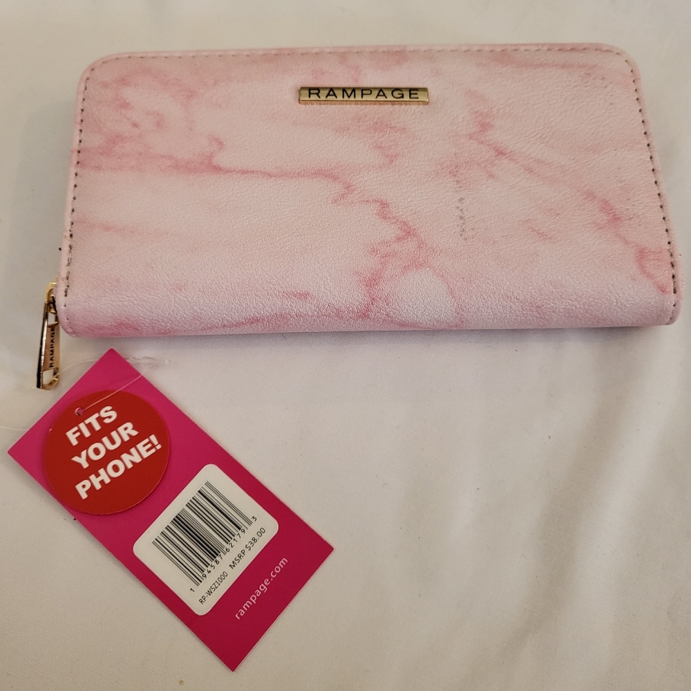 Rampage large faux leather zippered wallet NWT